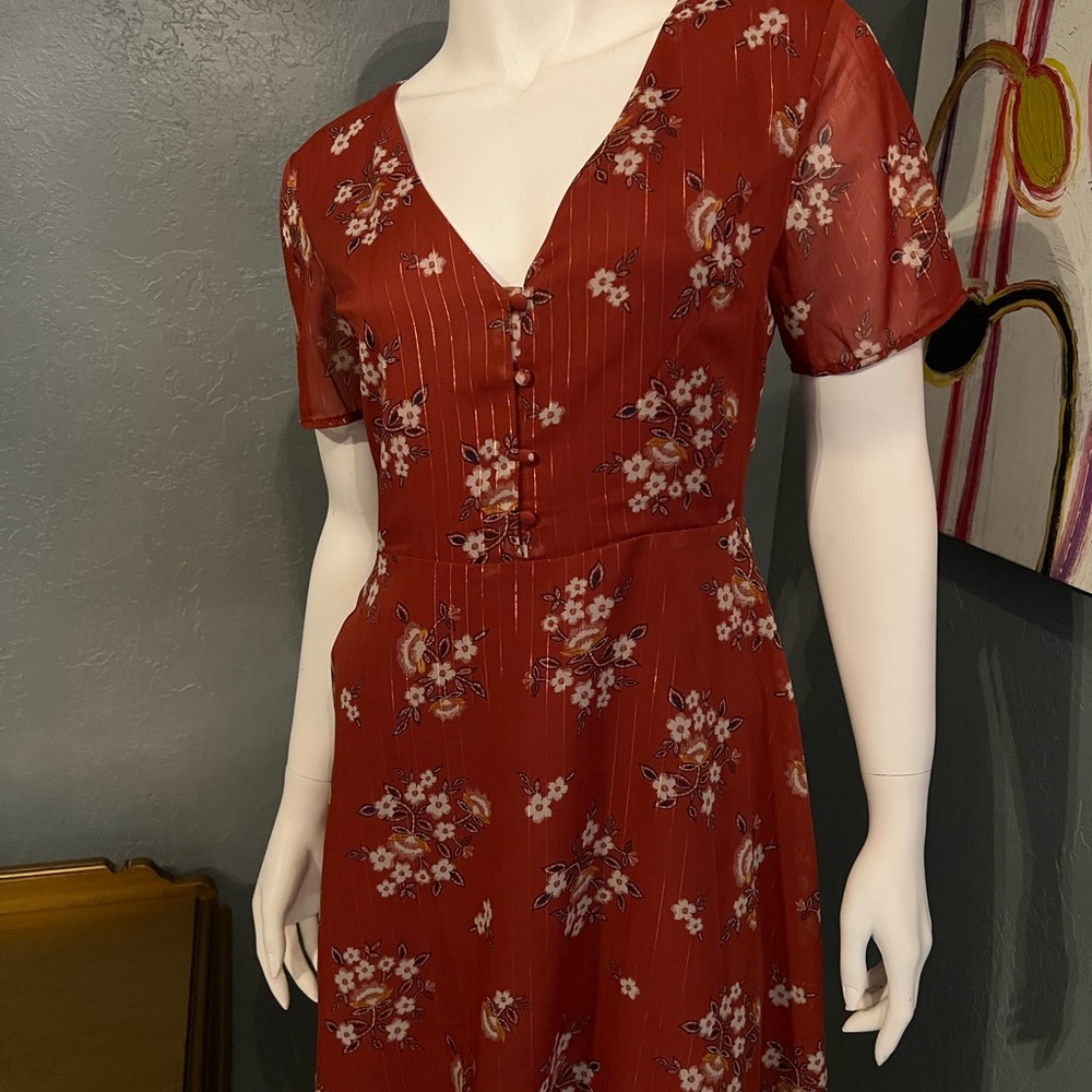 Short-Sleeved Floral Dress  SZ XS EUC